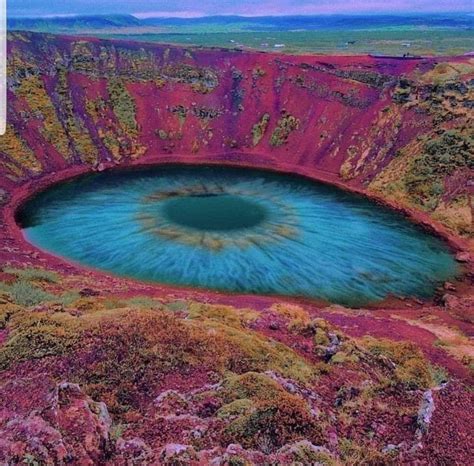 Kerid Crater lake in Iceland, Known as "The eye of the world" : r/oddlyterrifying