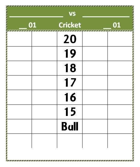 Printable Dart Board Score