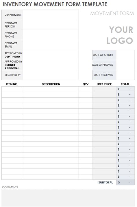 Download Free Inventory Form Templates | Smartsheet