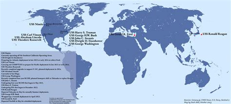 Approximate locations of US navy aircraft carriers. : r/MapPorn