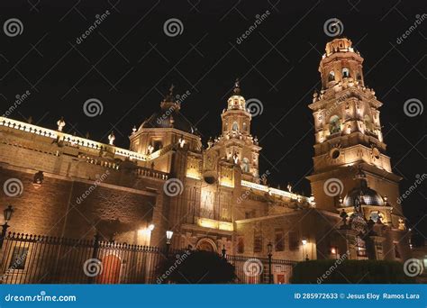 Night View, Cathedral of Morelia in Michoacan, Mexico XXII Stock Image ...