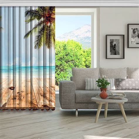 Beach Printed Curtain / Drapes For Living Room Dining Room Bed | Etsy