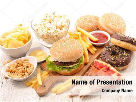 Food assorted fast junk food PowerPoint Template - Food assorted fast junk food PowerPoint ...