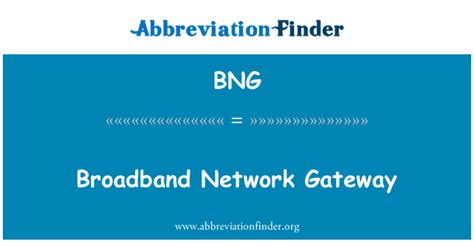 BNG 代表 宽带网关 - Broadband Network Gateway