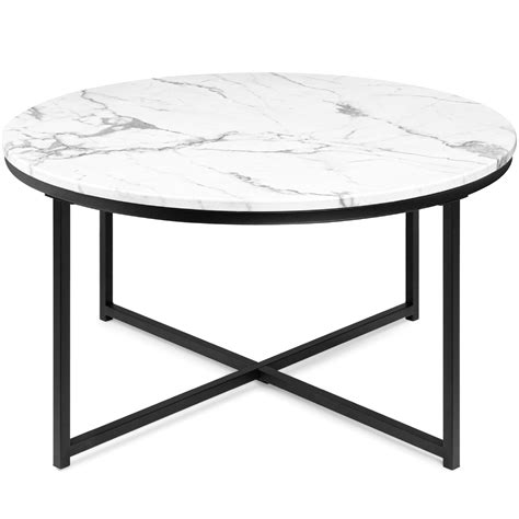 Best Choice Products 36in Faux Marble Modern Round Living Room Accent Coffee Table w/ Metal ...