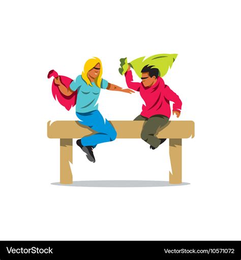 Pillow fight cartoon Royalty Free Vector Image