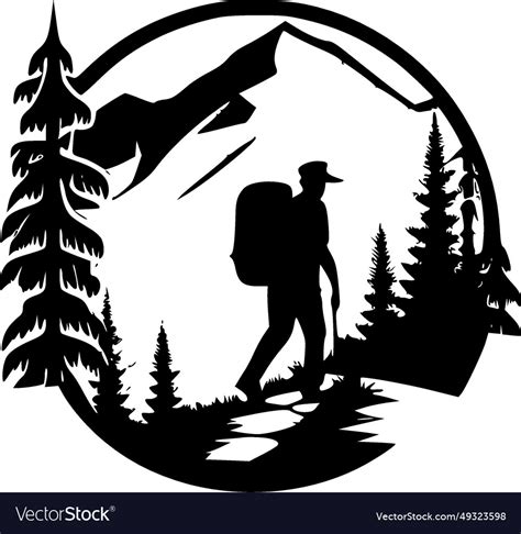 Hiking - black and white isolated icon Royalty Free Vector