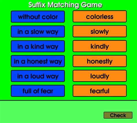 Suffix matching game - The Teachers' Cafe