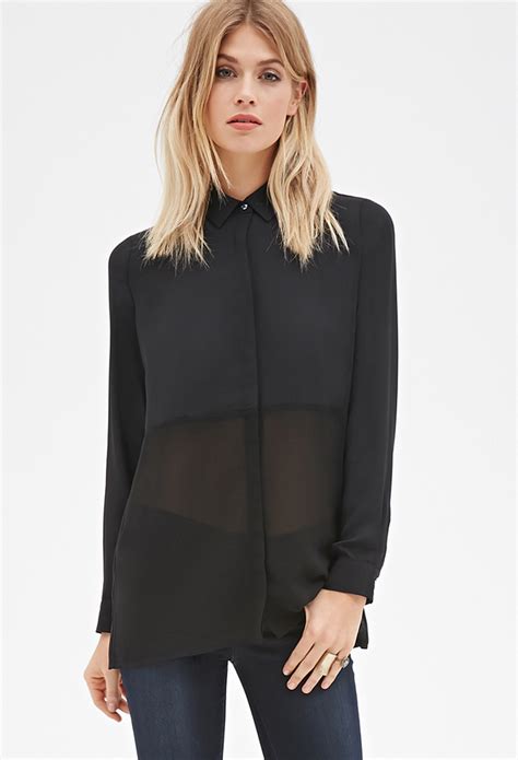 Forever 21 Contemporary Collared Chiffon Blouse, $19 | Forever 21 | Lookastic.com