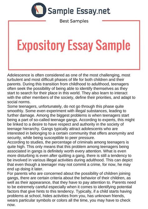 Expository essay provides information to readers with no any opinions ...