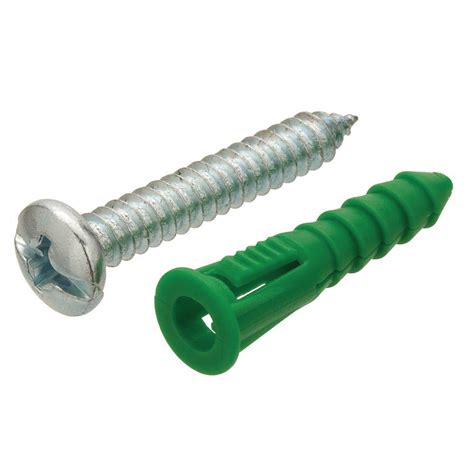 Crown Bolt #14-16 x 1-1/2 in. Green Plastic Ribbed Anchors with Screws ...