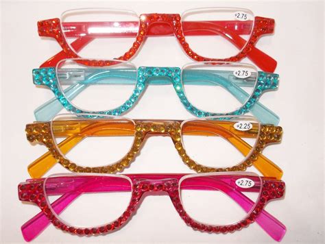 Reading Glasses Half-moon/half Rim Rhinestone Readers Lots of Strengths ...