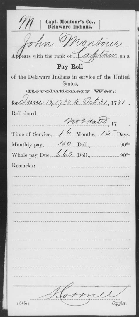 Military service record of John Montour | Smithsonian Institution