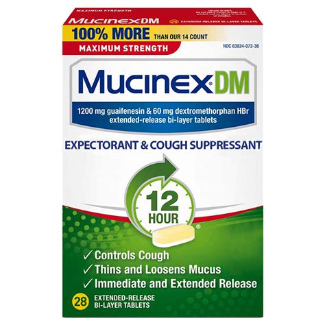 Mucinex DM 12-Hour Maximum Strength Expectorant and Cough Suppressant ...