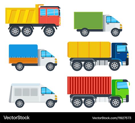 Trucks cartoon models collection Royalty Free Vector Image