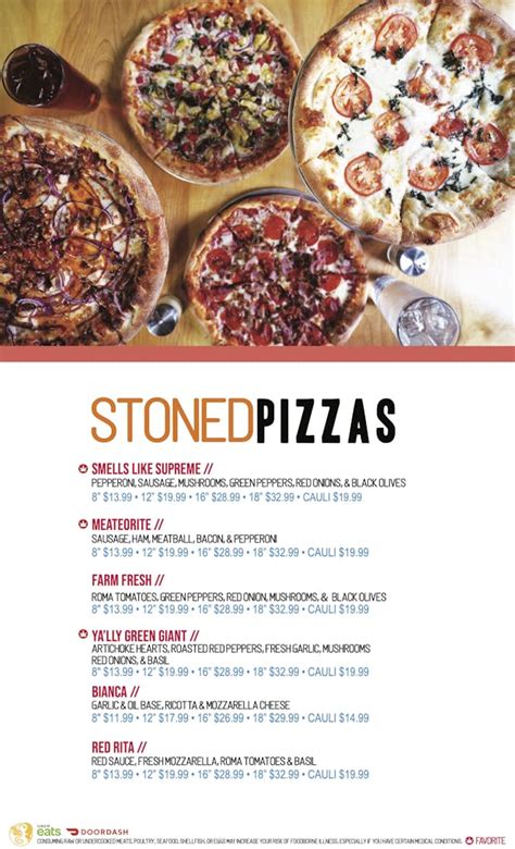 Menu - Stoned Pizza Kitchen