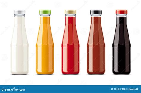 Glass bottles for sauces stock vector. Illustration of packing - 133147388