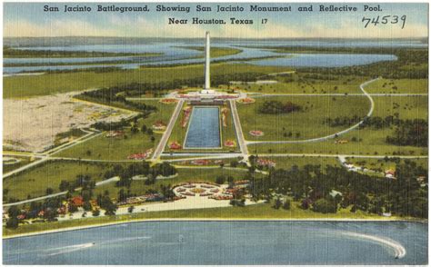 San Jacinto Battleground, showing San Jacinto Monument, and reflective pool, near Houston, Texas ...