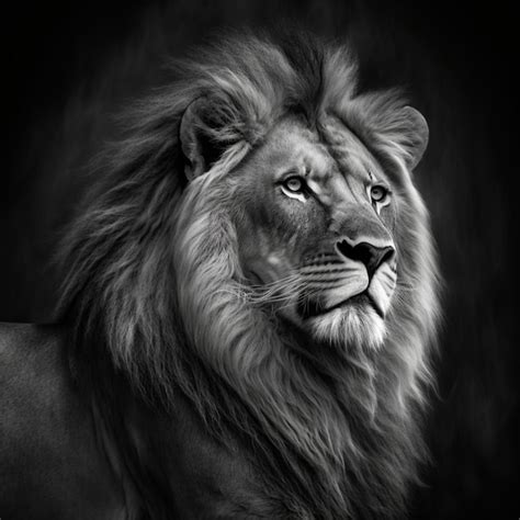 Premium Photo | A lion with a black background and a white mane.