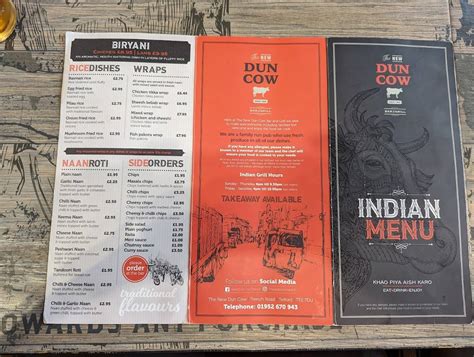 Menu at The New Dun Cow Bar & Grill, Telford