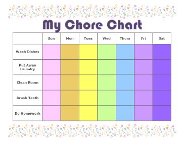 Chore Chart Template | Excel Templates