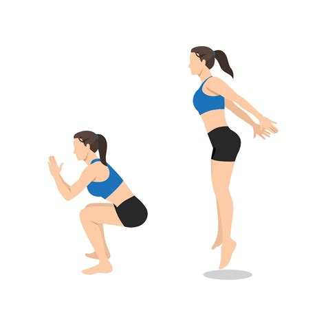 Woman doing jump squat exercise. Flat vector illustration isolated on white background 8484315 ...