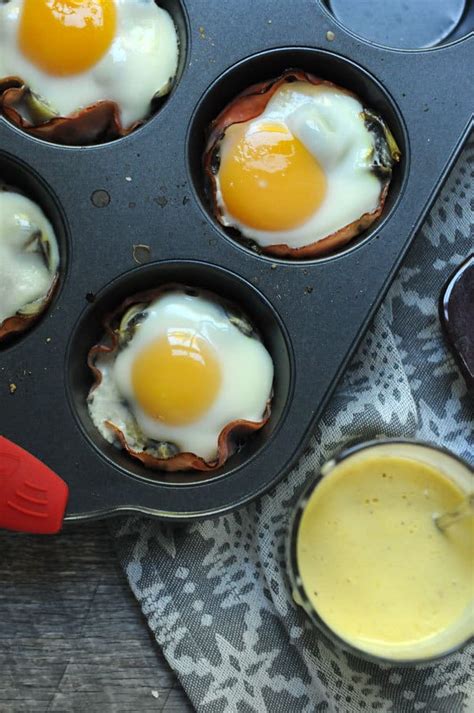 Muffin Tin Eggs Sardou with Quick Hollandaise - Two Lucky Spoons