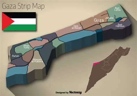 Vector 3D Gaza Strip Map And Flag 152453 Vector Art at Vecteezy