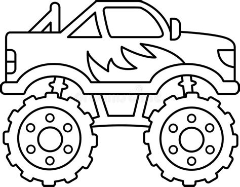 Monster Truck Outline Illustration. Monster Truck Coloring Page Stock ...