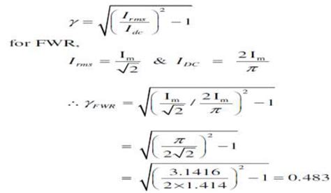 Full-Wave Rectifier Ripple Factor Derivation