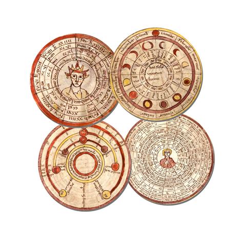 Metonic Cycle Lunar Calendar Moon Phase Round Coasters Set of 4. High ...