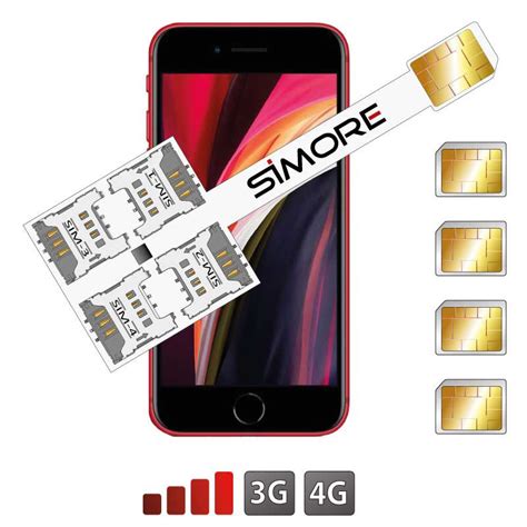 iPhone SE 2020 Quadruple Dual SIM Adapter Speed X-Four SE 2020 - Multi SIM cards with protective ...