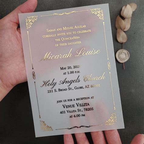 Luxury Vellum Quinceanera Invitations with Gold Foiled | XOXOKristen