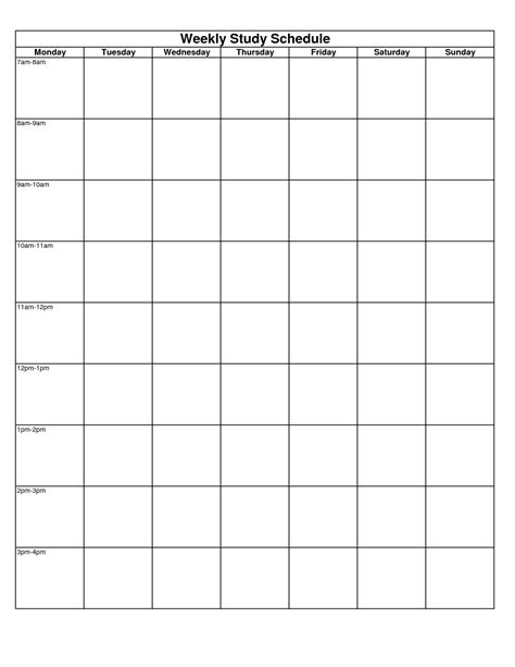 Study Schedule Template Pdf - PDF Template