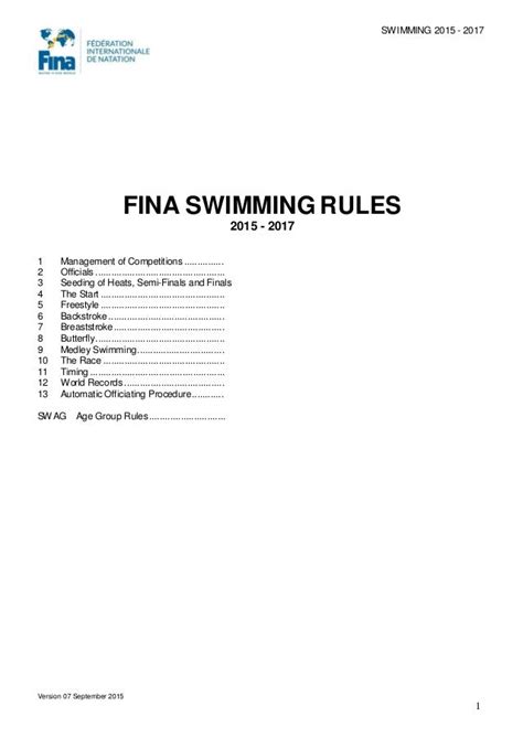 FINA Swimming Rules