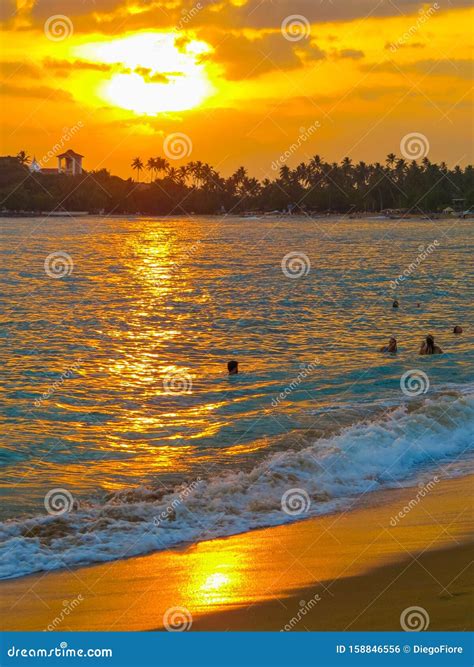 Sunset on Unawatuna Beach, Sri Lanka Editorial Photo - Image of ocean ...