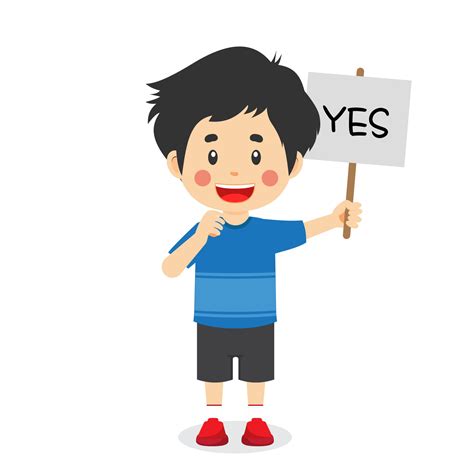 Cute Boy Carrying a Yes Sign 2270201 Vector Art at Vecteezy