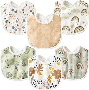 Amazon.com: R HORSE 6Pcs Muslin Baby Drooling Bibs Soft Cotton Bandana ...