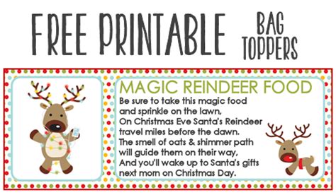 Magic Reindeer Food Recipe and Printable Treat Bag Toppers - The Girl Creative