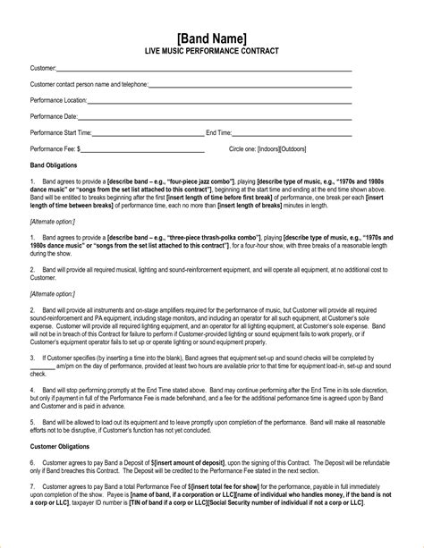 Session Musician Contract Template