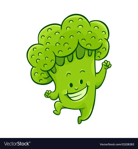 Cartoon broccoli character dancing Royalty Free Vector Image