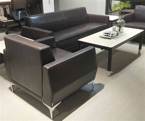 Modern Hotel Reception Office Living Room Furniture Double Leather Sofa