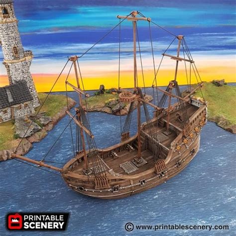 dnd The Galleon Ship Dungeons and Dragons Pirate Boat Tabletop Scatter ...