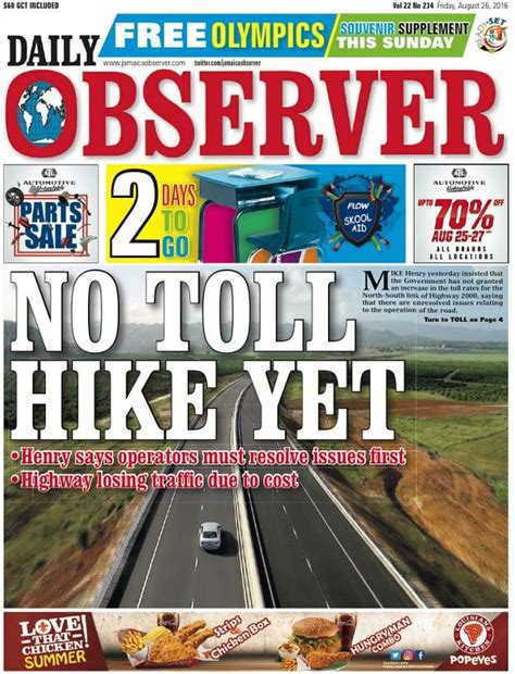 Jamaica Observer - Today's Front Page - JamaicaObserver.com | Today, Jamaica, News online