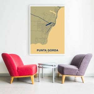 PUNTA GORDA Belize Map Poster Color Hometown City Print Modern Home ...