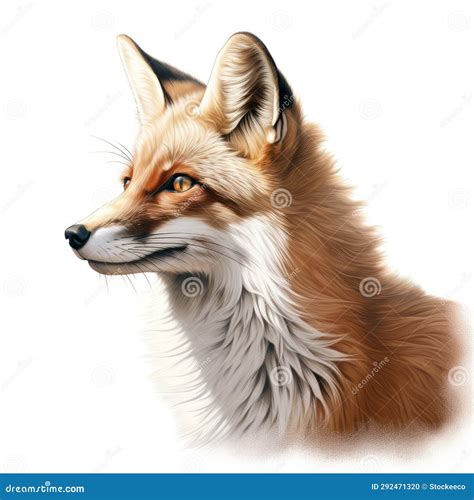 Realistic Portrait Painting of a Fox on White Background Stock Photo ...