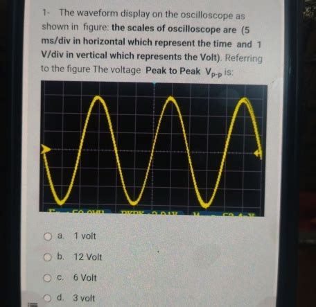 Solved 1- ﻿The waveform display on the oscilloscope as shown | Chegg.com