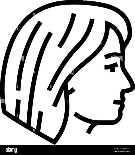 bob cut hairstyle female line icon vector illustration Stock Vector ...