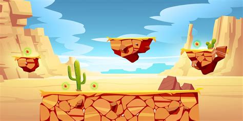 Game platform cartoon desert landscape, ui design 15007989 Vector Art ...