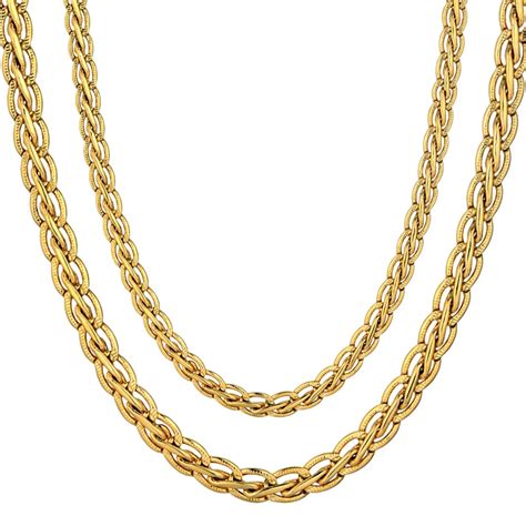 Vintage 45/55/66/76cm Gold-Color Necklace Fashion Men's Gold Chain Necklace Male Chain Golden ...